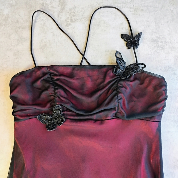 Vintage Zum Zum Prom Dress Maxi Gown Juniors 9 Whimsigoth Butterfly 90s Goth - Picture 13 of 16